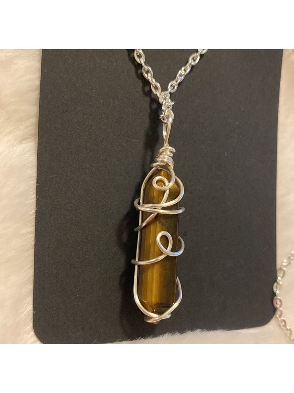 💫$5 add on. Necklace with wrapped stone pendant